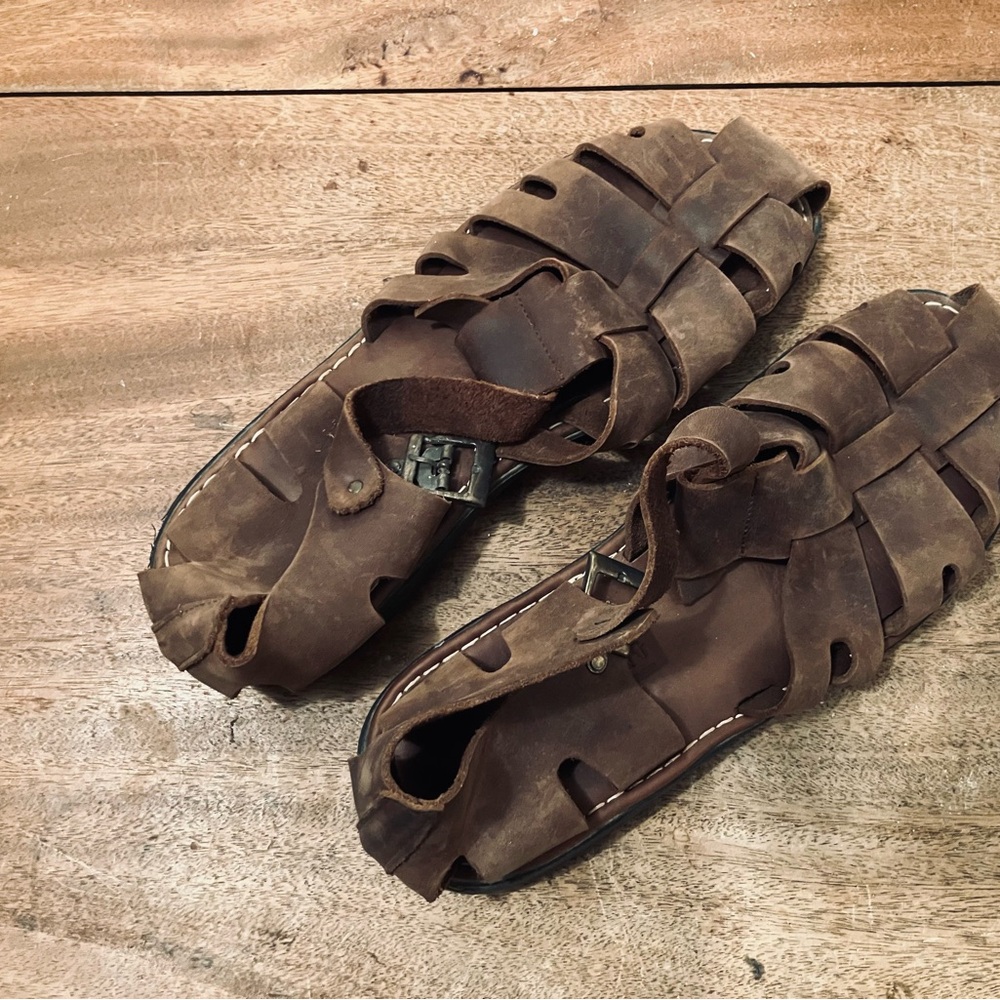 Men's Brown Leather Fisherman Sandals